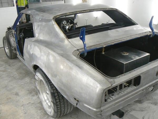Car Paint Stripping after blasting by Soda Tec