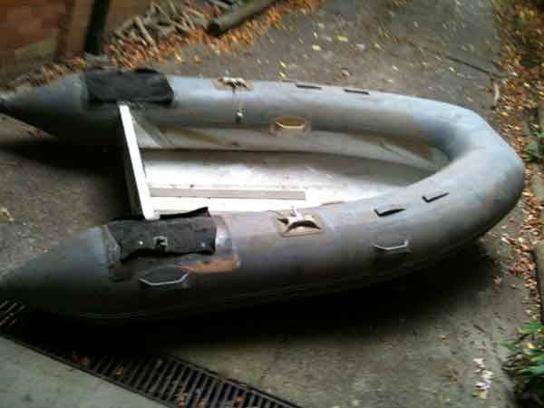Inflatable Rubber Boat before blasting — Soda Tec job photo