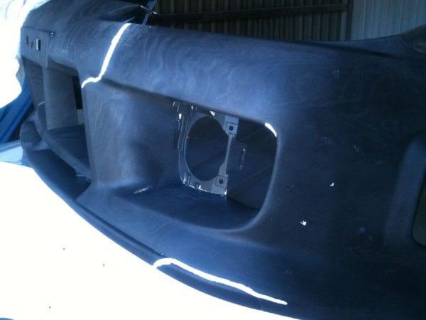 Plastic Bumper before blasting — Soda Tec job photo
