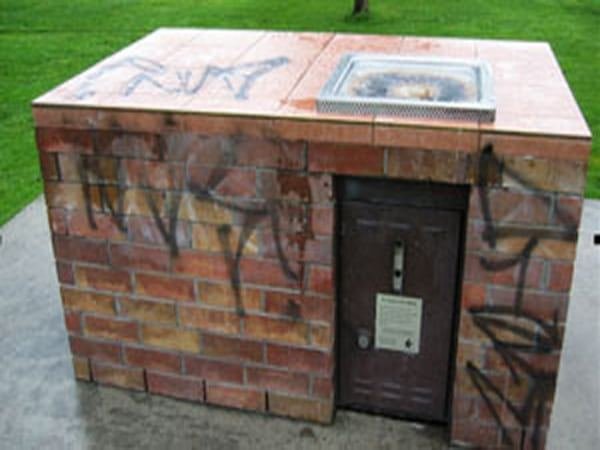 Council BBQ Graffiti before mobile graffiti removal