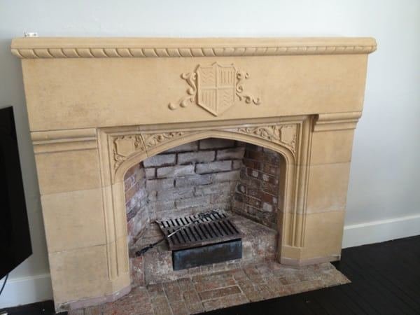Sandstone Fireplace after blasting by Soda Tec