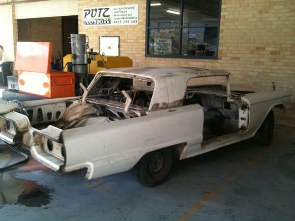 Ford Thunderbird Show Car before mobile soda blasting