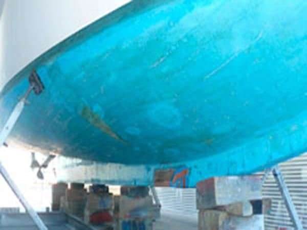 Timber Boat Antifoul before antifoul and paint removal