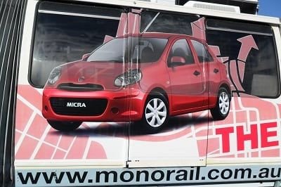 Sodablasting Graffiti Removal Monorail After